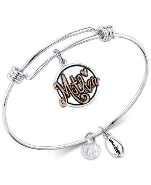 Unwritten Two-tone Thank You For All You Do Mother Adjustable Bangle Bracelet In Stainless Steel & Gold-tone Stainless Steel