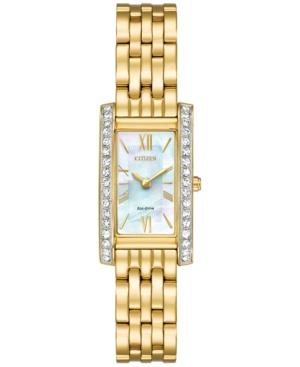 Citizen Eco-drive Women's Silhouette Crystal Jewelry Gold-tone Stainless Steel Bracelet Watch 18x32mm Ex1472-56d