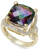 Mystic Quartz (6-1/6 Ct. T.w.) And Diamond (3/8 Ct. T.w.) Statement Ring In 14k Gold