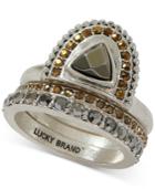 Lucky Brand Silver-tone Crystal & Stone Stack Ring
