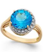 Blue Topaz (4-1/2 Ct. T.w.) And Diamond (1/5 Ct. T.w.) Ring In 14k Gold