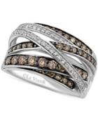 Le Vian White (1/6 Ct. T.w.) And Chocolate (3/4 Ct. T.w.) Diamond Crossover Ring In 14k White Gold