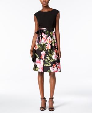 Sangria Floral-print Fit & Flare Dress