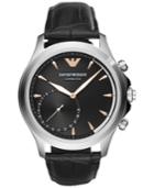 Emporio Armani Men's Connected Black Leather Strap Hybrid Smart Watch 43mm