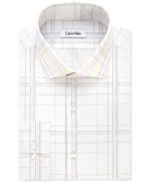 Calvin Klein Men's Fitted Infinite-stretch Purple Plaid Dress Shirt