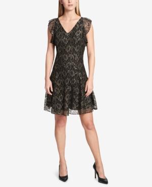 Tommy Hilfiger Metallic-lace Fit & Flare Dress