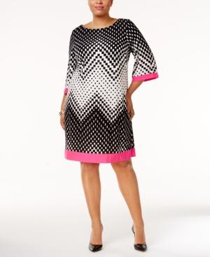 Sandra Darren Plus Size Geo-print Shift Dress