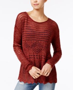 American Rag Scalloped-trim Open-stitch Sweater, Only At Macy's