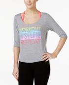Material Girl Active Juniors' Feel The Burn Strap-back Graphic T-shirt, Only At Macy's