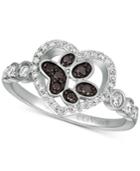 Le Vian Nude & Blackberry Diamond Paw Print Heart Ring (3/8 Ct. T.w.) In 14k White Gold