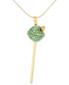 Sis By Simone I Smith 18k Gold Over Sterling Silver Necklace, Medium Lime Green Crystal Lollipop Pendant