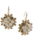Carolee Gold-tone Crystal Cluster Drop Earrings