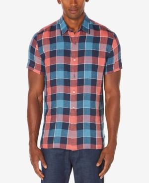 Perry Ellis Men's Plaid Linen Shirt