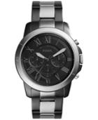 Fossil Men's Chronograph Grant Black And Smoke Stainless Steel Bracelet Watch 44mm Fs5269
