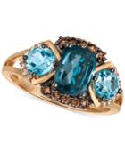 Le Vian Chocolatier Blue Topaz (2-5/8 Ct. T.w.) And Diamond (1/5 Ct. T.w.) Ring In 14k Rose Gold, Only At Macy's