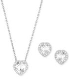 Swarovski Silver-tone Cyndi Pave Heart Pendant Necklace And Earrings