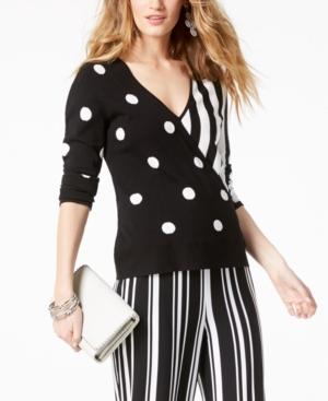 Inc International Concepts Mixed-print Surplice Sweater, Created For Macy's