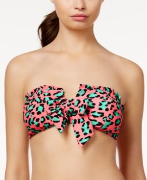 Betsey Johnson Printed Bow-front Bandeau Bikini Top Women's Swimsuit