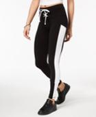 Material Girl Juniors' Colorblocked Lace-up Skinny Active Leggings, Created For Macy's
