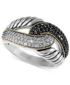 Balissima By Effy Black And White Diamond Ring (1/3 Ct. T.w) In Sterling Silver And 18k Gold