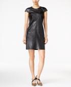 Bar Iii Faux-leather Zip-detail Shift Dress, Only At Macy's