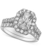 Diamond Halo Cluster Ring Set (2-1/2 Ct. T.w.) In 14k White Gold