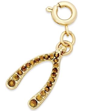 Inc International Concepts Gold-tone Crystal Wishbone Charm, Created For Macy's