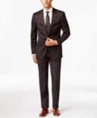 Dkny Slim-fit Charcoal Plaid Suit