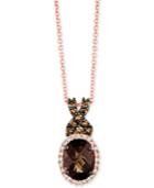 Le Vian Chocolate Quartz (1 Ct. T.w.) And Diamond (1/4 Ct. T.w.) Necklace In 14k Rose Gold
