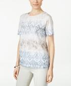 Alfred Dunner Petite Textured Printed Top