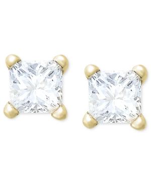 Diamond Earrings, 10k Gold Princess-cut Diamond Stud Earrings (1/4 Ct. T.w.)