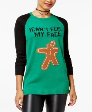 Ultra Flirt Juniors' Funny Gingerbread Graphic Sweater