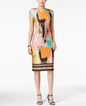 Eci Printed Scuba Sheath Dress