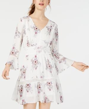 American Rag Juniors' Printed Crochet-trimmed Dress, Created For Macy's