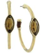 The Sak Earrings, Gold-tone Light Smoky Topaz Stone Hoop Earrings