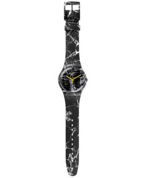 Swatch Unisex Swiss Marmor Exotic Charm Black & White Silicone Strap Watch 41mm Suob123
