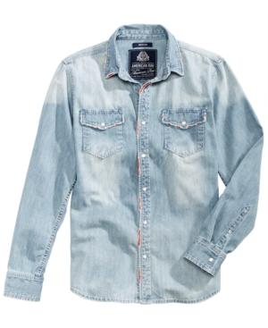 American Rag Men's Christos Light Wash Denim Shirt, Created For Macy's