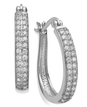 B. Brilliant Sterling Silver Earrings, Cubic Zirconia Two-row Pave Hoop Earrings (1/2 Ct. T.w.)