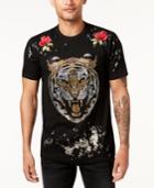 Reason Men's Primal Rose-applique Rhinestone-tiger T-shirt