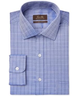 Tasso Elba Non-iron Indigo Herringbone Check Dress Shirt, Only At Macy's