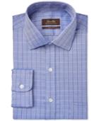 Tasso Elba Non-iron Indigo Herringbone Check Dress Shirt, Only At Macy's