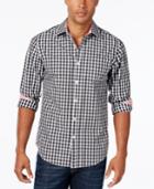 Park West Men's Gingham Long-sleeve Shirt, Contrast Cuffs