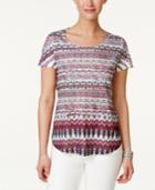 Style & Co Petite Printed Shirttail-hem T-shirt, Only At Macy's