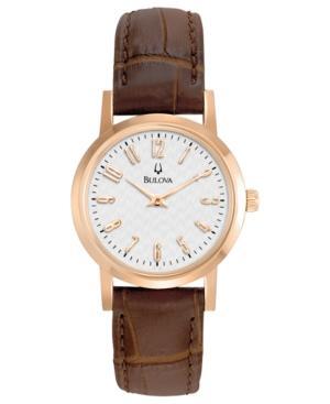 Bulova Watch, Women's Brown Leather Strap 27mm 97l121