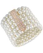 Say Yes To The Prom Gold-tone Crystal & Imitation Pearl Multi-row Stretch Bracelet