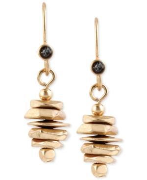 Kenneth Cole New York Gold-tone Stacked Geometric Bead Drop Earrings