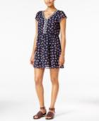 Maison Jules Printed Crochet-trim Fit & Flare Dress, Only At Macy's