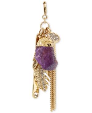 M. Haskell For Inc Gold-tone Feather And Stone Charm Cluster Clip-on Pendant, Only At Macy's