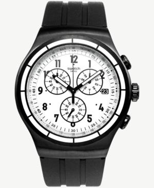 Swatch Men's Swiss Chrono Again Black Rubber Strap Watch 44mm Yob403