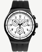 Swatch Men's Swiss Chrono Again Black Rubber Strap Watch 44mm Yob403